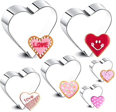 Bluelves Herz Ausstecher Set, 6er Ausstechform Herzen, keksausstecher Herz, Edelstahl Herz Ausstechformen für Tortendeko, Kekse, Back Zubehör