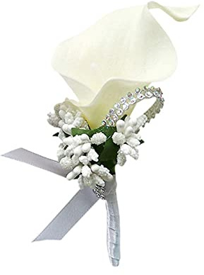 2 Stück Calla-Lilie Blume Ansteckblume Hochzeit mit Anstecknadel,Hochzeitsblumen Bräutigam Groomsmen Ansteckblume,Hochzeit Zubehör,Boutonniere für Hochzeiten Bankette Jubiläumsdaten(milchig weiß)