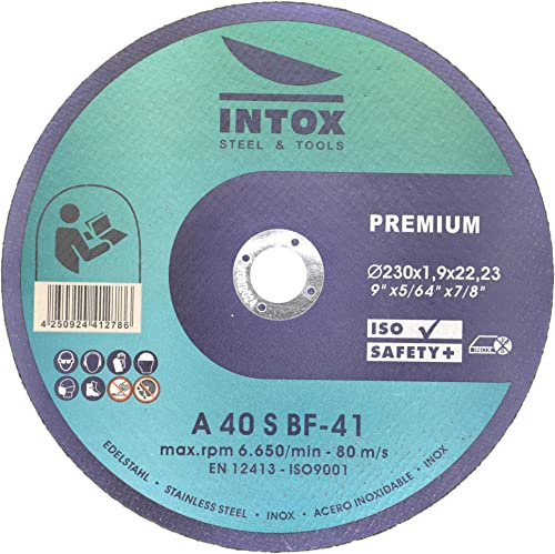 INTOX Trennscheiben 230mm x 1,9mm 10 Stück Inox Akku Flexscheibe für Metall Stahl und Edelstahl