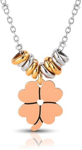 SAGA GIOIELLI® COLLANA DONNA QUADRIFOGLIO PORTAFORTUNA ACCIAIO