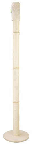 Kratzbaumland Woody-Deckenspanner Kratzbaum mit 12 cm Premium-Sisalstämme (280-290 cm)(Sisalfarbe Braun)(Creme - Edelplüsch)