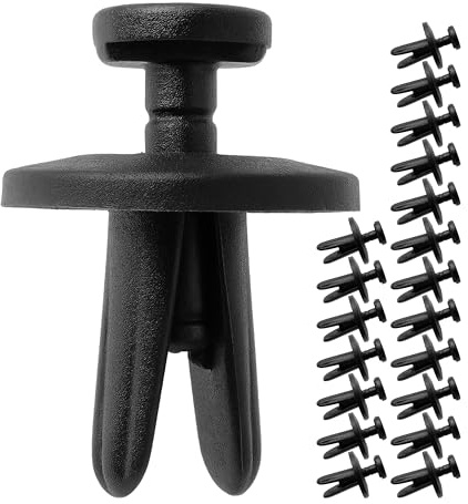 Auto Spreiz Nieten, 20 Stück, Ø 6 mm Stift, Ø 18 mm Kopf, in Schwarz, aus Kunststoff, Türverkleidung Befestigungsclips, Stoßfängerverkleidung Klips, Stoßstangenclips, Tür Plastik Niete, Ersatzteile