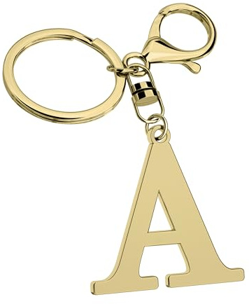 Suweibuke Stainless Steel Gold Letter A-Z Keychain for Women Men, Initial Letter Pendant with Key Ring, Charms for Key Backpack Bag (Gold-A)