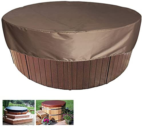 XVBVS Runde SPA-Abdeckungen für Whirlpool-Abdeckung, wasserdichte Anti-UV-Whirlpool-Schutzabdeckungen mit Kordelzug, Tragbare Staubdichte Pool-Abdeckung (Color : Braun, Size : 190 * 30cm)