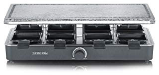 SEVERIN - Raclette-Grill con piedra natural, parrilla eléctrica de sobremesa, raclette para 8 personas, plástico/acero inoxidable. Negro RG 2378