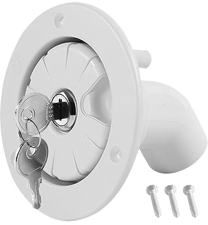 JNNJ Bouchon De Réservoir D'eau Pour Camping-Car, Bouchon De Remplissage D'eau Avec Verrouillage Par Gravité, Bouchon De Réservoir D'eau Pour Camping-Car Avec Clé, Pour Camping-Cars(Blanc)
