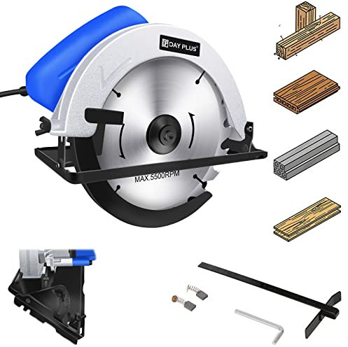 Elektrische Kreissäge 1500W, Handkreissäge Kreissägeschiene Mehrzweck-Kreissäge kompatibel Inkl. Kreissägeblatt, Führungsschienen, 5000 U/min, 55mm Schnitttiefe, für Holz, Weichmetall, Plastik, PVC