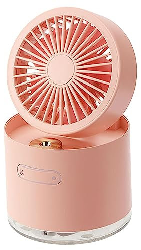 Raxove Ventilateur de bureau USB, rechargeable, ventilateur à main USB avec brume, ventilateur de voyage réglable avec lumière, petit ventilateur USB silencieux pour bureau, ventilateur de table