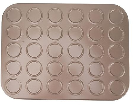 Teglia Per Macaron, Teglia Antiaderente Per Cupcake, Teglia Per Muffin, Teglia Per Macaron, Teglia Per Muffin, Stampo da Forno in Acciaio al Carbonio Per Cottura al Forno, Oro(30 buche)