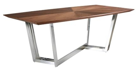 Angel Cerdá - Tavolo da pranzo moderno Ovale in noce massello naturale | Gambe in Acciaio Cromato | Design Innovativo ed Elegante | Per 8 Posti | Piano Fisso | 220 x 110 x 77 cm