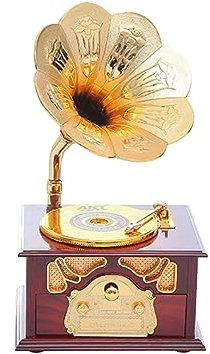 Zerodeko Kasten aufbewahrungsdose storage boxes aubewahrbox Retro Style music box Tischdekoration Desktop-Dekor Vintage-Dekor Musik Grammophon Spielzeug schmücken Hölzern