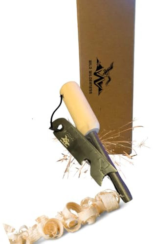 Wild Wilderness Survival Fire Steel, Flint Striker Steel Fire Starter Kit, Magnesium Ferrocium Rod Firesteel with Scale Scraper. Outdoor Emergency Survival Tool for Travelling Camping Hiking