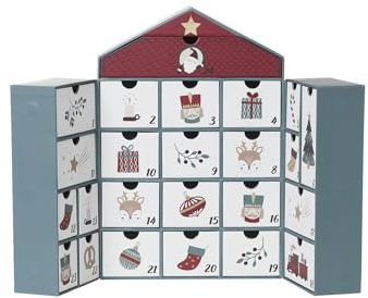 VERTBAUDET Calendrier de l'Avent maison en carton vert imprimé TU