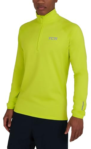 TCA Herren Winter Run Langarm Laufshirt mit Reißverschluss - Licht Grün, XL