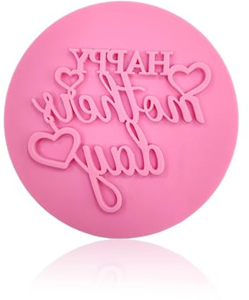 Happy Mothers Day Fondant Stamps - Happy Mother's Day Shape Embosser/Stamp for Fondant Icing Cupcake Cake, 3D Mould Custom Cookie Stamp,Round Cookies Cutters Set