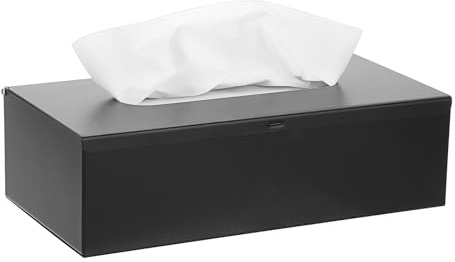 BTSKY Copertura rettangolare nera per scatola di fazzoletti, porta fazzoletti in acciaio inossidabile, dispenser di carta velina per la casa per bagno, cucina, ufficio, ristorante, hotel