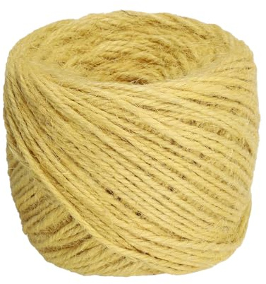 sourcing map 328 Feet Natural Jute Twine String,3mm Thin Garden Twine Rope Colored Plant String Cord for DIY Art Crafts Gift Wrapping Decoration Packing Gardening Plant Hanger,Yellow
