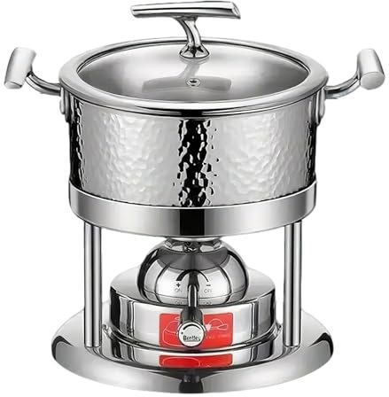 Stainless Steel 3-in-1 Fondue Set - Ideal for Melting Cheese, Chocolate, Butter, and Mor(Silver,Size-1)