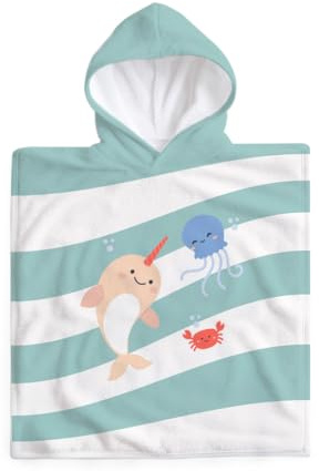 Miniland - Poncho Toalla para Niño de Algodón con Capucha, Toalla Suave, Absorbente y Transpirable