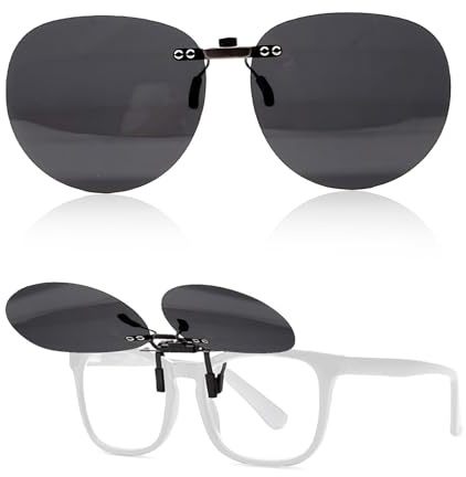AzureRay 1paire Lunettes de Soleil Clip Métal Léger Polarisé pour Homme Femme Clip Solaire pour Lunettes de Vue Anti Reflet Conduite Pêche Extérieur Surlunettes de Soleil UV400