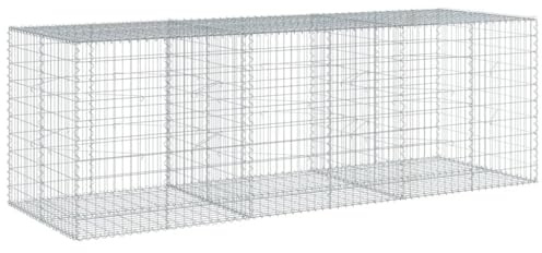 Panier de Gabion, Panier à Pierre Gabion Mur de Soutènement Clôture de Jardin avec couvercle 300x100x100 cm fer galvanisé