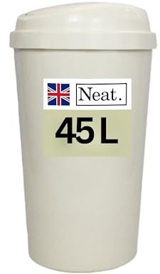 NeatPlastics Neat. 45L Large Recycling Bin for Kitchen with Touch Top Lid, Colour-Coded Lid for Easy Waste Sorting, Durable Plastic Waste Bin for Kitchen, Office, Home & Commercial Use, Cream, Pack 1