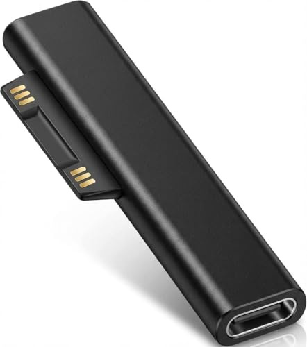 USB C zu Surface Adapter 45W PD Schnellladung Magnetisch | 45W PD-Schnellladung, magnetischer Anschluss, Plug-and-Play. Kompatibel mit Surface Pro 9/7/Laptop 5. Integrierter PTC-Schutz