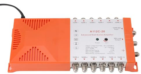 Amplificatore di Distribuzione 'antenna TV, Splitter a Cascata a 12 Canali per il CATV, Supporta il Filtro 4G LTE (Spina europea 200-240 V)