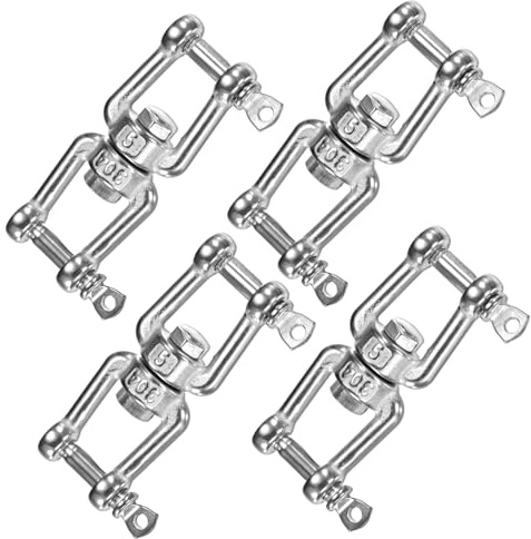 TIXIPEM Grilletes giratorios [4 piezas] – Grillete giratorio de acero inoxidable 304 de mandíbula a mandíbula para aparejos de vela, camping y marina, [4,76 mm/3/16 pulgadas-130 kg] Gancho de