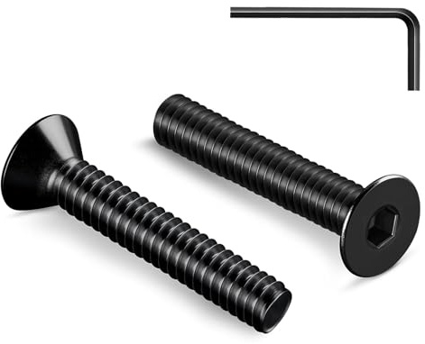 Zuyya 10 Stück Senkkopfschrauben M8 x 50 mm Innensechskant Antrieb Schwarze Schrauben Edelstahl A2 V2A Senkschrauben Vollgewinde mit Innensechskantschlussel