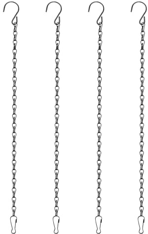 SUBTAVIK 4 Pcs Hanging Basket Chains, 33cm/13in Chains for Hanging Baskets Black Garden Hanging Chains for Basket Bird Feeders Wind Chimes Lanterns Decorative Ornaments