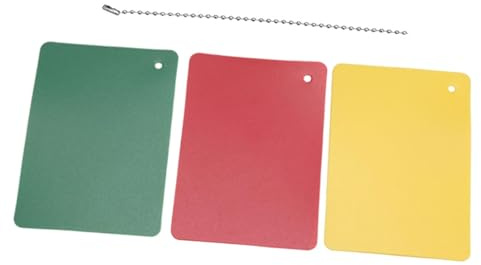 harayaa Set de Cartons de Pénalité d'Arbitre Football Rouge Jaune Vert, Accessoire Polyvalent en PP Léger pour Arbitres, Cartes Pénalité Portable pour Matchs Officiels, Entraînements, 3,5 X 2,5 Pouces