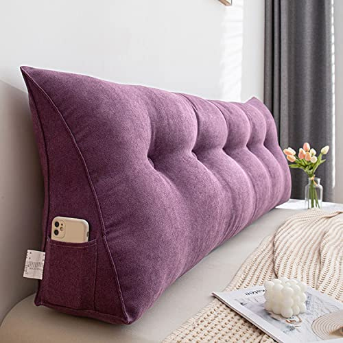 MONDEX Lesekissen für Bett und Sofa, Ergonomisches Keilkissen Groß Rückenkissen Lang Rückenstützkissen für Kopfteil, Bettkissen Rückenlehne mit Abnehmbarem Waschbar Bezug,Lila,180 * 50 * 20 cm