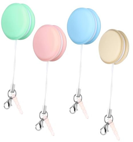 SHINEOFI Screen Cleaners Macaron Shape 4 Pack, Portable Phone and Glasses Lens Wipes with Keychain for Travel Random Color