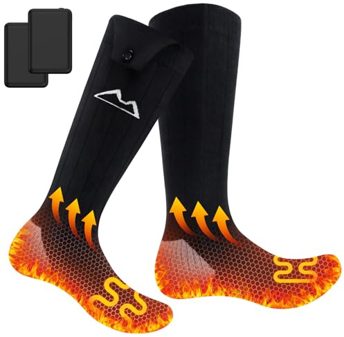 WUEAOA Calze Riscaldate a Batteria, Calzini Riscaldati a Batteria,leggeri con batteria da 5000 mAh e 3 livelli di riscaldamento, comodi e lavabili in lavatrice, perfetti per gli sport all'aria aperta