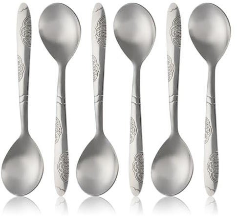 Metal Mini Salt Sugar Spoons 6 Pack | 5.3-Inches | for Home Espresso Kitchen Spices Seasonings Medicine Powder | Small | Silver