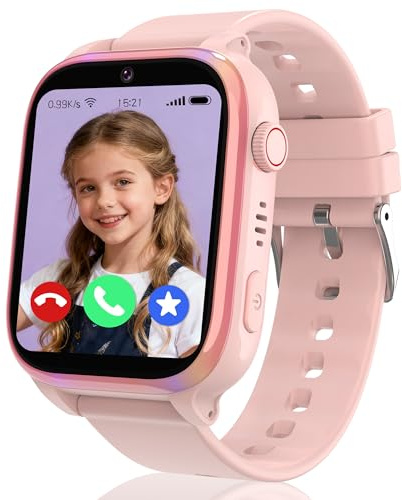 Tzzulsx 4G Montre Connectée Enfant avec GPS et Téléphone,1.83''HD Smartwatch Téléphone avec SOS, WiFi,Appels/Vidéo/Chat Vocal, Mode École, IP68 Jeux Réveil pour Garçons Filles (Rose+4G Appel+GPS)