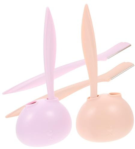 Vaguelly 4 Stück-pack Augenbrauentrimmer für Damen mit Niedlichem Häschen Design aus Kunststoff Leicht und Einfach zu Reinigen für Reisen und Heimgebrauch