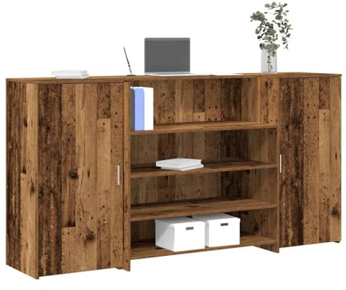 HFXHIJXQ Banco di ricevimento in legno vecchio, 200 x 50 x 103,5 cm, con bancone integrato, per ufficio, ricevimento, cassa, materiale in legno robusto per ufficio, hotel, clinica coiffeur
