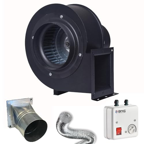 BVN VENTILATION SYSTEMS & ELECTRICAL MOTORS Radialgebläse 2600m3/h 230V FLANSCH + FLEXROHR + REGLER Luftabsaugung Ventilator Radialventilator Lüfter