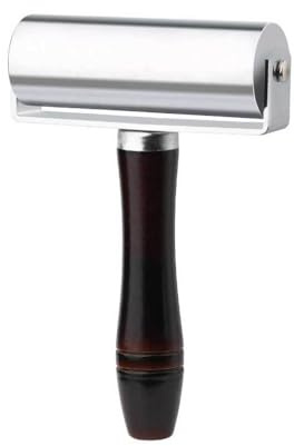AMSLSIU Wood Stainless Steel Flat Pressure Roller Leather Blank Creaser Smoother Stamping Iron Roll Tools for Wallpaper, Black/100mm