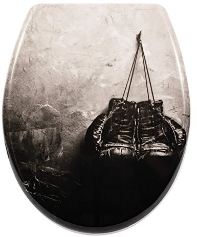 SITZPLATZ WC-Sitz mit Absenkautomatik, Sport Dekor Boxkampf, antibakterieller Duroplast Toilettensitz, FastFix Schnellbefestigung, Standard O Form universal, Metallscharnier, Motiv WC Deckel 40343 6