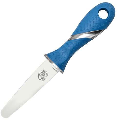 CUDA 3.5 Shucking Knife | Titanium Bonded Rust & Corrosion Resistant Stainless Steel Oyster Prying & Shucking Tool with Non-Slip Scale Pattern Grip
