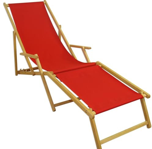 Erst-Holz Gartenliege Liegestuhl rot Fußteil Deckchair Buche Sonnenliege Strandliege klappbar 10-308 N F