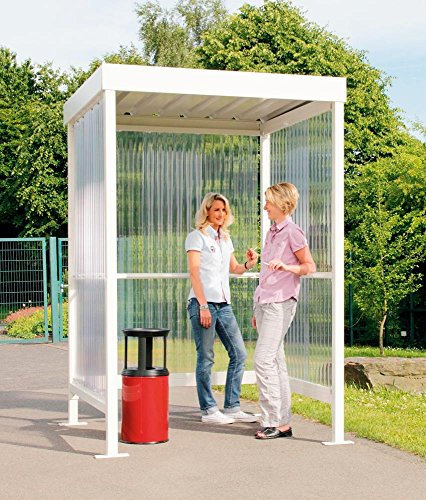 WSM Raucherunterstand - BxTxH 1550x1550x2350 mm - lichte Höhe 2200 mm - ca. 2-3 Personen - RAL 9002 grauweiß - als Bausatz