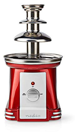 Nedis fuente de chocolate - Diseño retro de plástico y acero inoxidable con 3 niveles - Apta para lavavajillas - 40 cm de diámetro - Rojo-Blanco
