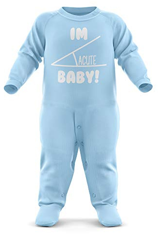 FunkyShirt Im Acute Baby Romper Suit - Babygrow Baby Newborn Gifts - First Birthday/Christmas - Funny Nerdy Baby Sleepsuit Light Blue