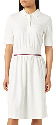Tommy Hilfiger Damen Polokleid Knielang, Weiß (Ecru), XL