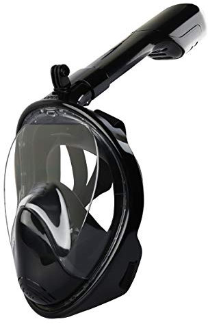 BaronHong Schnorchelmaske Faltbare Vollgesichtsmaske zum Schnorcheln, Trockenaufsatz Anti-Fog & Anti-Leak (schwarz, S/M)