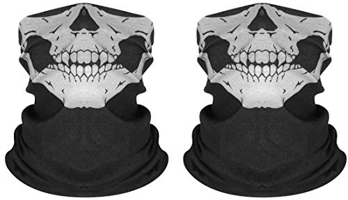 Kim Johanson Maske | Mundschutz | Staubschutz | Multifunktionstuch | Schlauchtuch | Sturmmaske | Bandana | Totenkopf Halstuch - Waschbar - VERSAND AUS DEUTSCHLAND (Schwarz - 2 Stück)